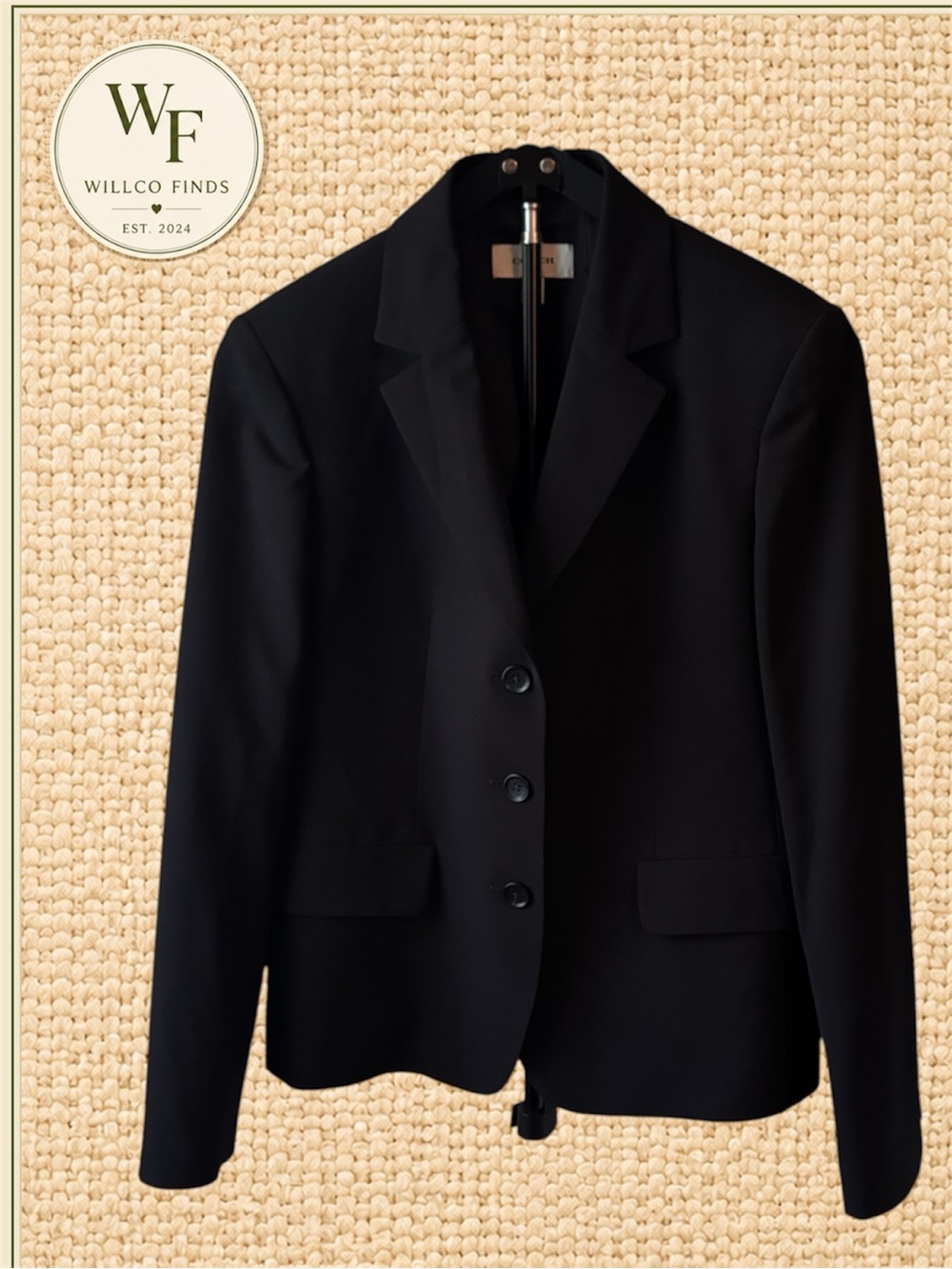 Coach 1941 Women’s Black Tailored Blazer Jacket Size 8 Made in Portugal